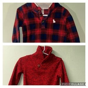 Carters plaid faux fur collar baby pullover jacket, little bean sweater 2 items